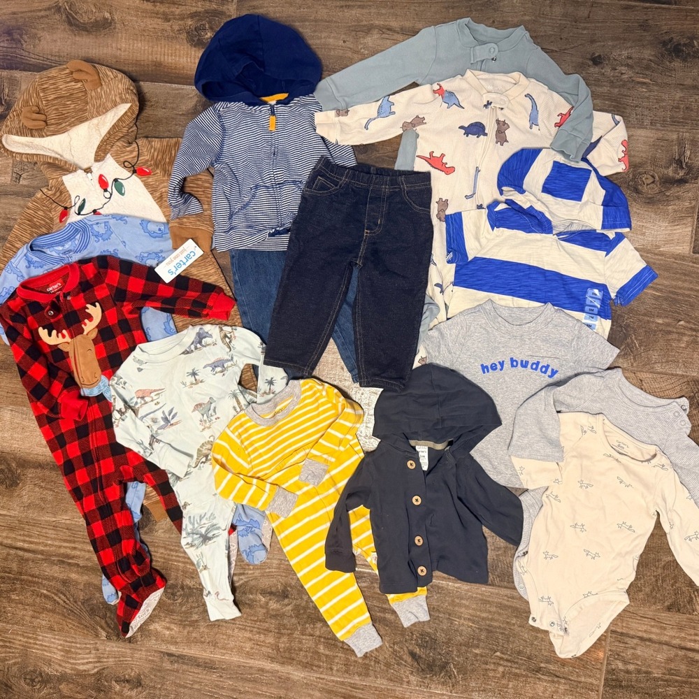 Carter's Baby Boy Clothing Lot 14pc 3-18M Blue Red Grey Good Mixed Bundle